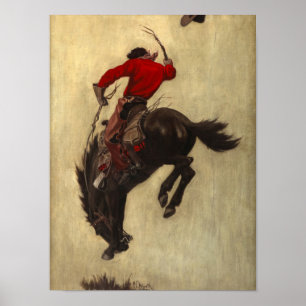 Bucking Bronco, 1903 by Newell Convers Wyeth Poster