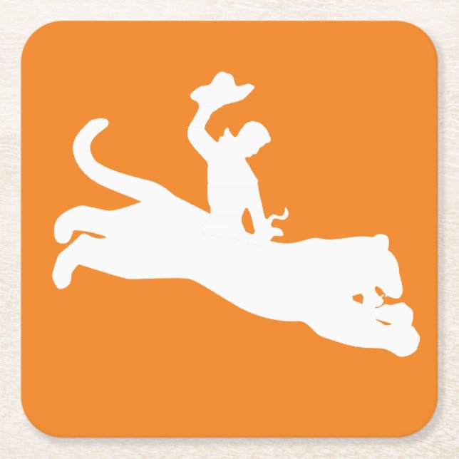 Bucking Bronco Bengal Square Paper Coaster (Front)