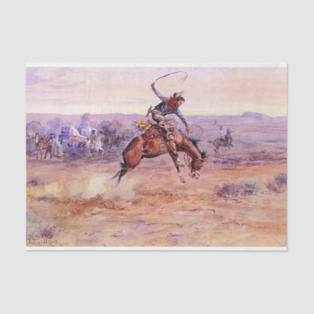 Bucking Bronco (by Charles M. Russell) Tissue Paper (Front)