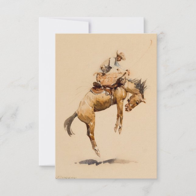 Bucking Bronco by Edward Borein Thank You Card (Front)