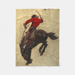 Bucking Bronco by Newell Convers Wyeth Fleece Blanket