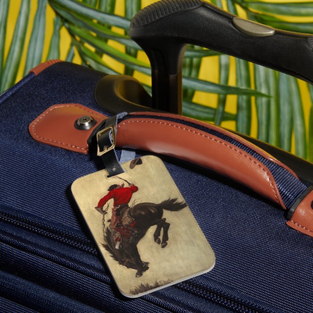 Bucking Bronco by Newell Convers Wyeth Luggage Tag (Front Insitu 1)