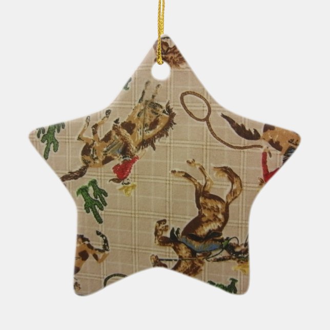 Bucking Bronco Ceramic Tree Decoration (Front)