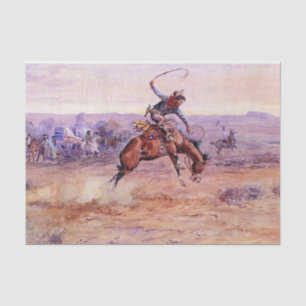 “Bucking Bronco” Cowboy Art by Charles Russell Tissue Paper