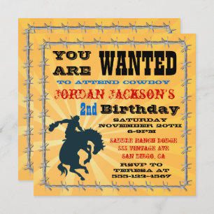 Bucking Bronco Cowboy Birthday Party Invitaiton Invitation