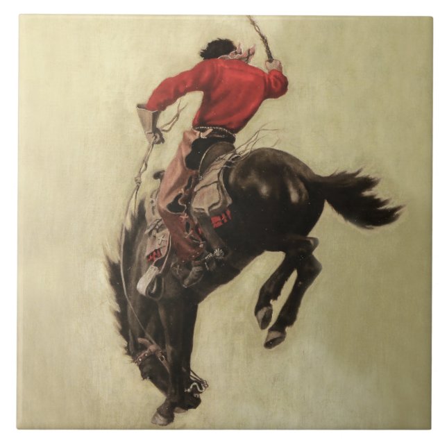 “Bucking Bronco” Magazine Cover by NC Wyeth Tile (Front)