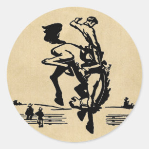 Bucking Bronco Rider Classic Round Sticker