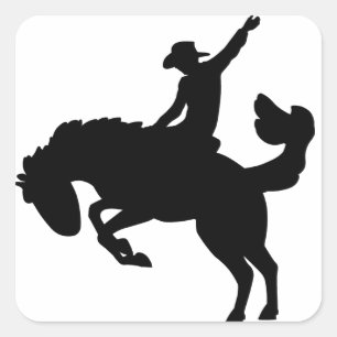 Bucking Bronco Rider Square Sticker