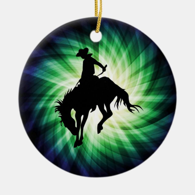 Bucking Bronco; Rodeo; Cool Ceramic Tree Decoration (Front)