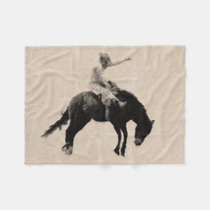 Bucking Bronco Rodeo Cowboy Fleece Blanket
