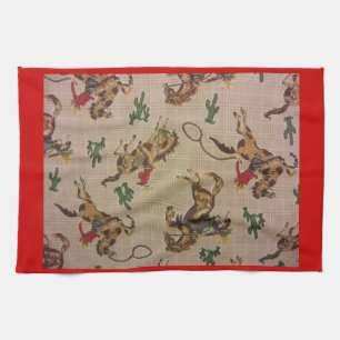 Bucking Bronco Tea Towel