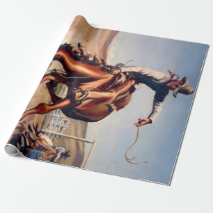 “Bucking Bronco” Western Art by Will James Wrapping Paper