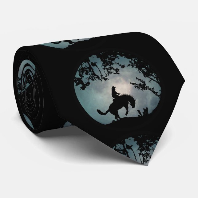Bucking Horse and Full Moon Cowboy Tie (Rolled)