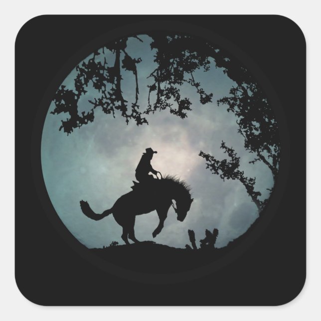 Bucking Horse Brunc Rider Rodeo Cowboy Stickers (Front)