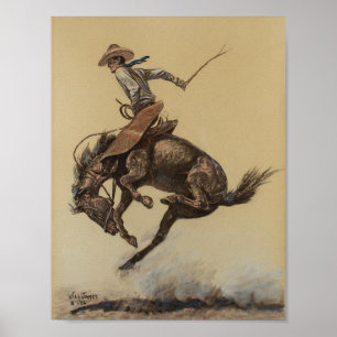 “Bucking Horse” Western Art by Will James Poster