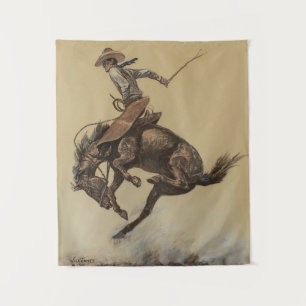 “Bucking Horse” Western Art by Will James Tapestry