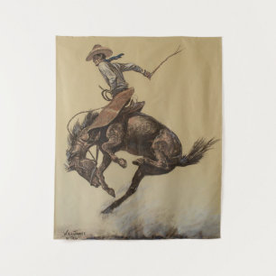 “Bucking Horse” Western Art by Will James Tapestry