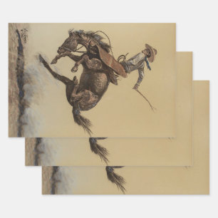 “Bucking Horse” Western Art by Will James Wrapping Paper Sheet