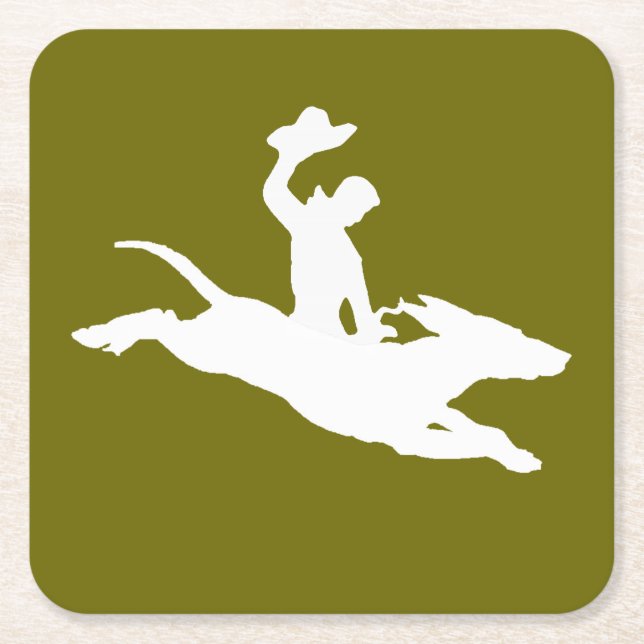 Bucking Little Doggie Square Paper Coaster (Front)