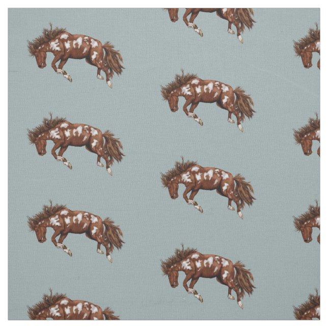 Bucking paint horse fabric (Swatch)
