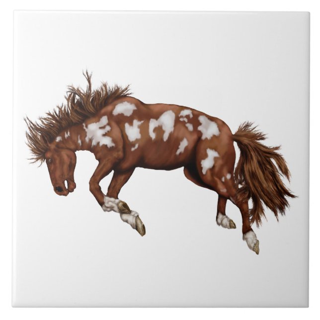 Bucking paint horse tile (Front)
