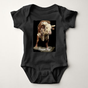 Bucking Rodeo Bull Dream Big Western Baby Art Bodysuit