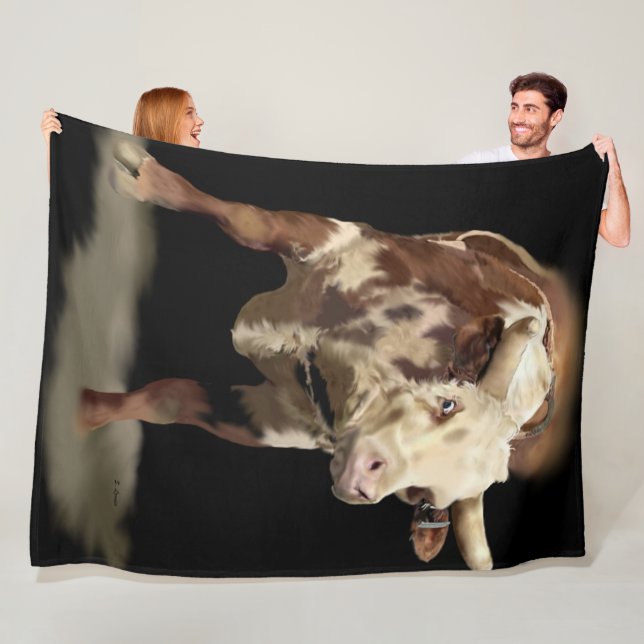 Bucking Rodeo Bull Fleece Blanket (In Situ)