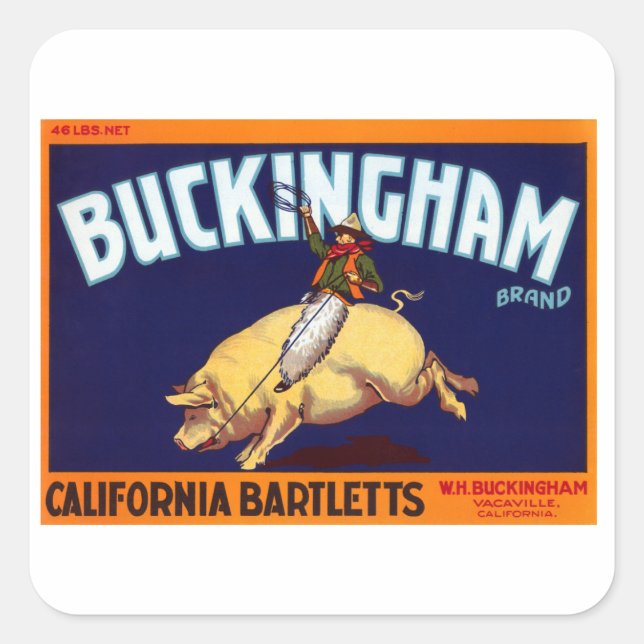 Buckingham Brand California Bartletts Square Sticker (Front)