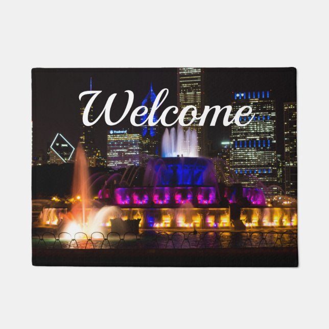 Buckingham Fountain Chicago Welcome Doormat (Front)