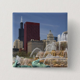 Buckingham Fountain located in Grant Park, 15 Cm Square Badge