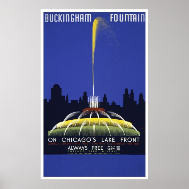 Buckingham Fountain Vintage WPA Poster (Front)
