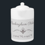 Buckingham Palace Latitude and Longitude<br><div class="desc">Latitude and longitude coordinates for Buckingham Palace,  London,  England. Fancy font and divider adds a touch of  elegance .  Pastel grey background</div>