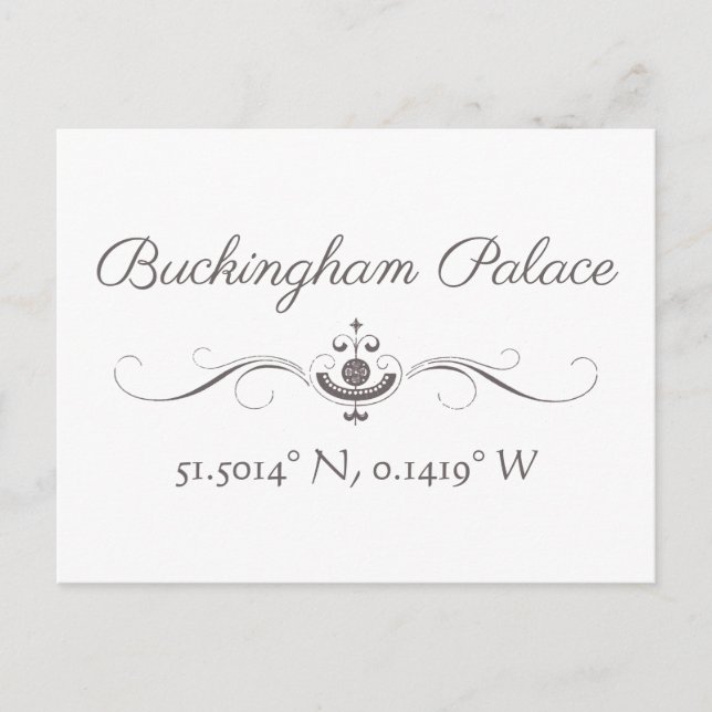 Buckingham Palace Latitude and Longitude Postcard (Front)