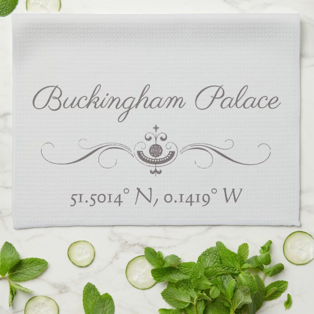 Buckingham Palace Latitude and Longitude  Tea Towel (Folded)