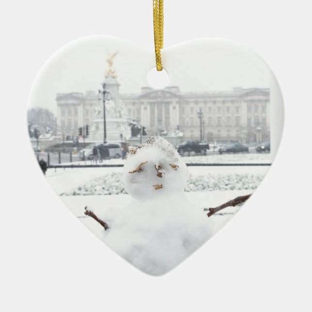 Buckingham Palace snowman London Ceramic Tree Decoration (Front)