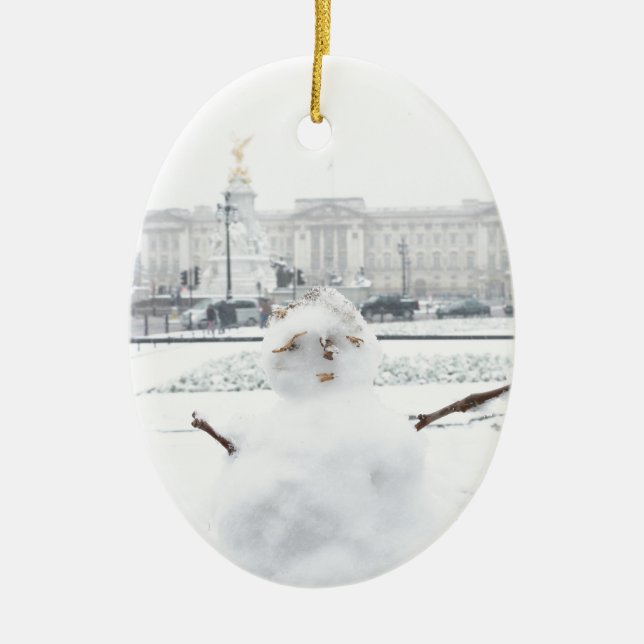 Buckingham Palace snowman London Ceramic Tree Decoration (Front)