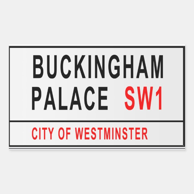 Buckingham Palace Street Sign London Old Style Rectangular Sticker (Front)