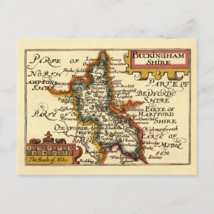 Buckinghamshire County England Old Antiquarian Map Postcard