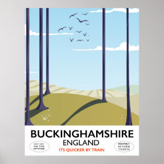 Buckinghamshire England railway travel poster