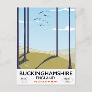 Buckinghamshire England railway travel poster Postcard