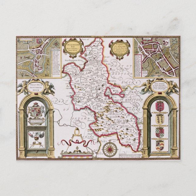 Buckinghamshire, engraved by Jodocus Postcard (Front)