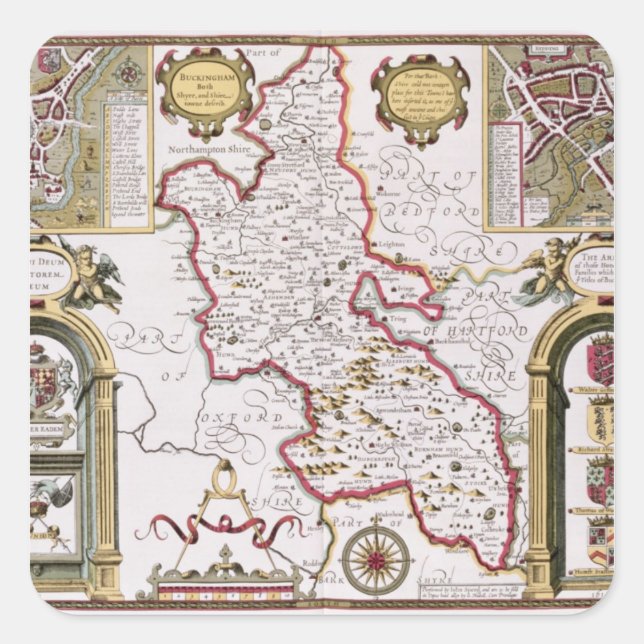 Buckinghamshire, engraved by Jodocus Square Sticker (Front)