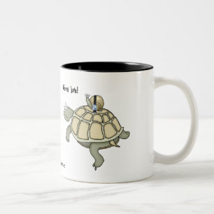 Buckle up! Cartoon turtle and snail. Two-Tone Coffee Mug