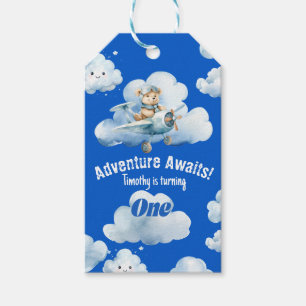 Buckle Up for Teddy's 1st Birthday Sky Ride Gift Tags