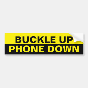 Buckle Up / Phone Down Black and Yellow  Bumper Sticker