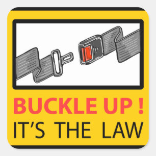 Buckle Up Sign Vector Sketch Square Sticker