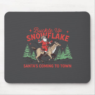 Buckle-up Snowflake Santa's Coming Soon Western Ch Mouse Mat
