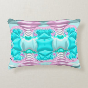 ~BUCKLED UP ~ Aqua Pink White Fractal Design ~ Decorative Cushion