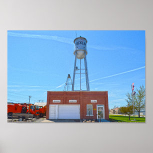 Bucklin, Kansas, City Hall and Water Tower Poster