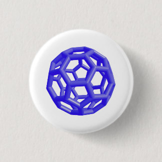 Buckminsterfullerene Molecule (Blue) 3 Cm Round Badge